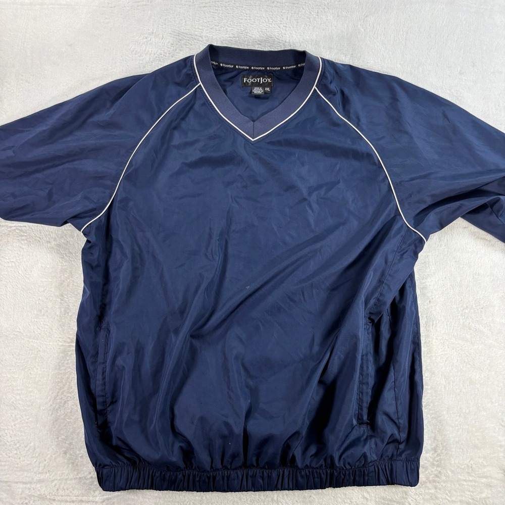 FootJoy Golf Pullover XXL V Neck Long Sleeve Navy Blue Windbreaker Mens